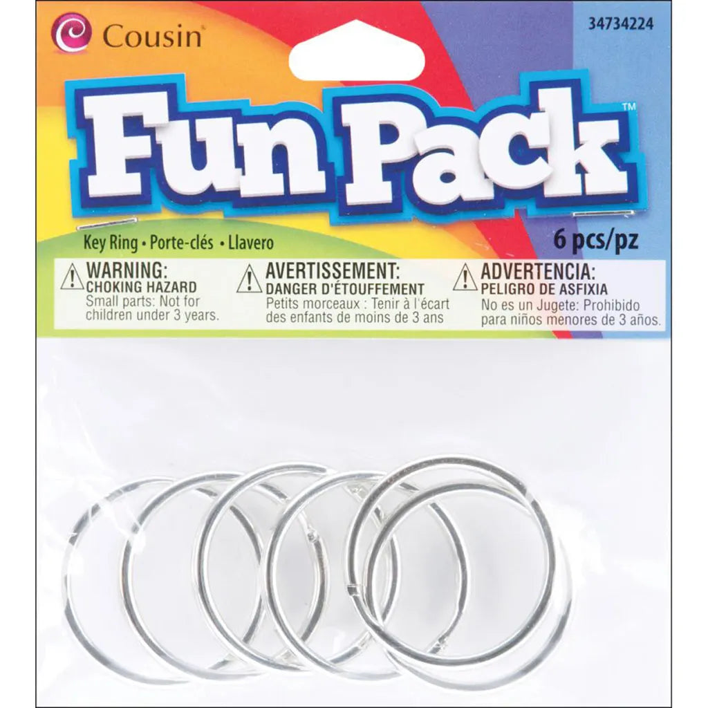 CousinDIY Fun Pack Key Rings 6/Pkg Silver