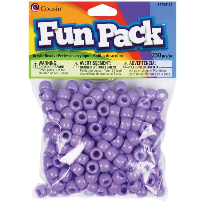 CousinDIY Fun Pack Acrylic Pony Beads 250/Pkg Purple