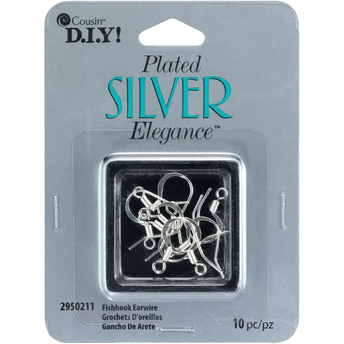 CousinDIY Plated Silver Elegance Metal Findings Fishhooks 10/Pkg