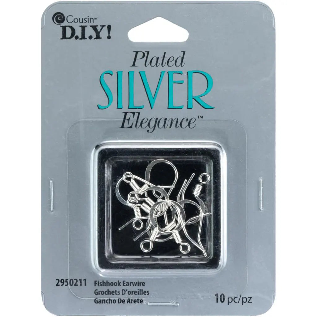 CousinDIY Plated Silver Elegance Metal Findings Fishhooks 10/Pkg