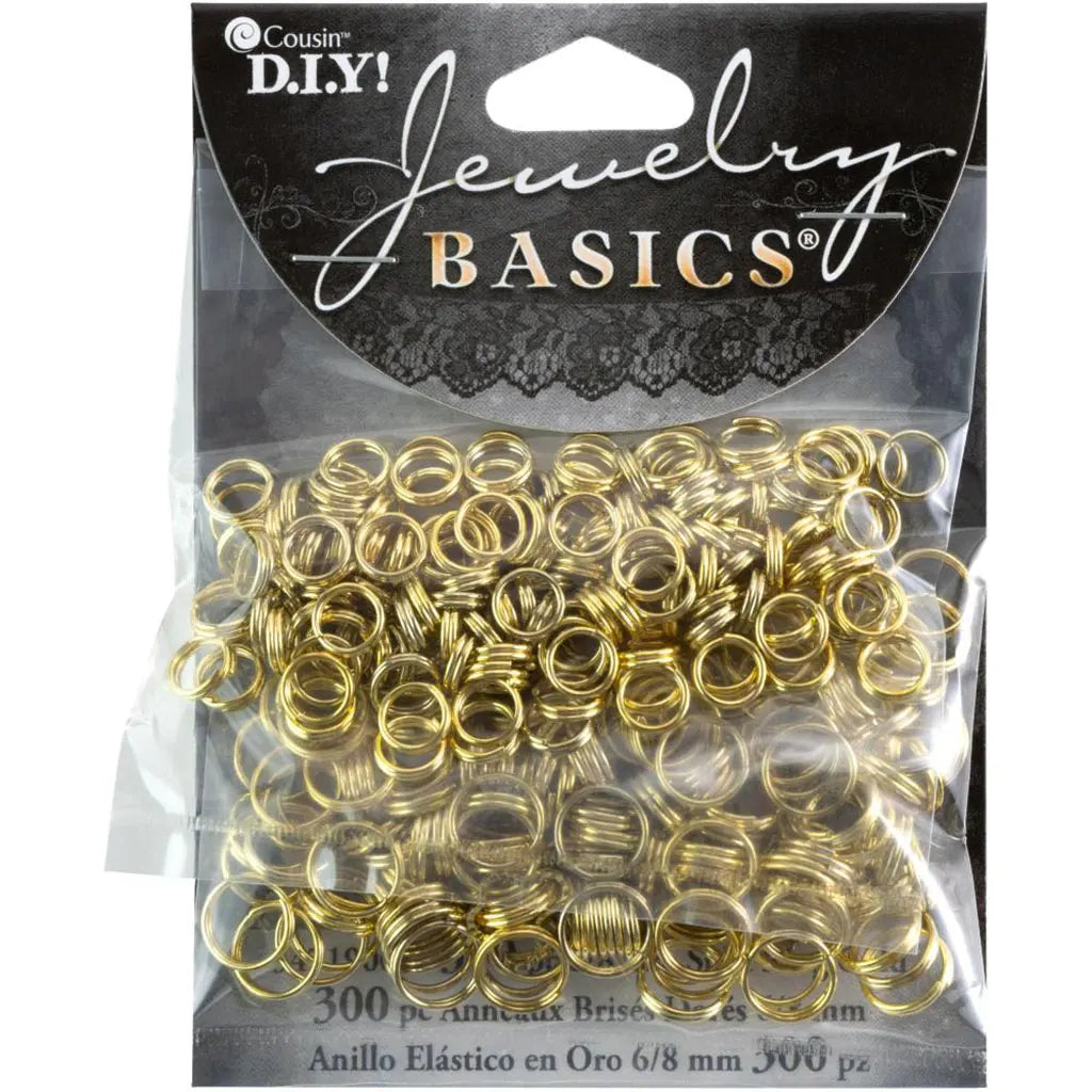 CousinDIY Jewelry Basics Metal Findings 300/Pkg Gold Split Rings 6mm To 8mm