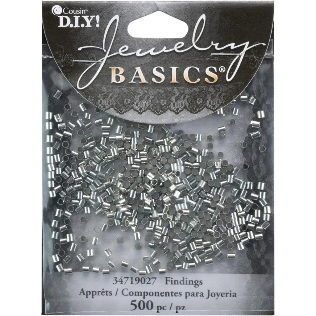 CousinDIY Jewelry Basics Metal Findings 500/Pkg Silver Crimp Tubes 2mm