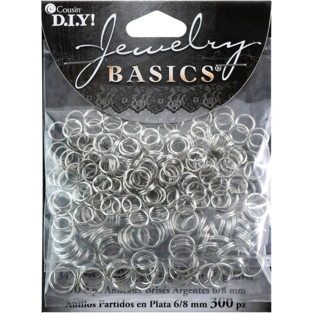 CousinDIY Jewelry Basics Metal Findings 300/Pkg Silver Split Rings 6mm To 8mm