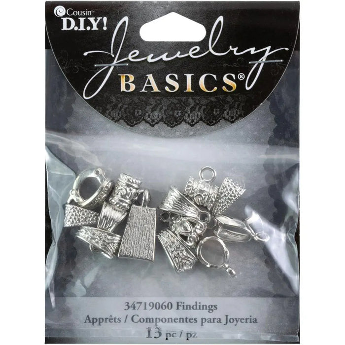CousinDIY Jewelry Basics Metal Findings 13/Pkg Silver Mixed Bail Pack