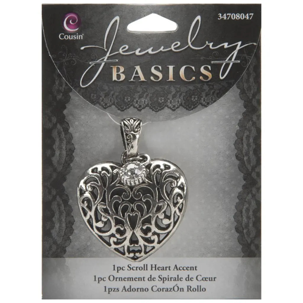 CousinDIY Jewelry Basics Metal Accent 1/Pkg Heart Scroll