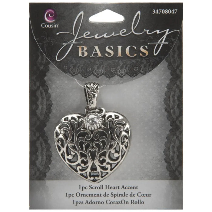 CousinDIY Jewelry Basics Metal Accent 1/Pkg Heart Scroll