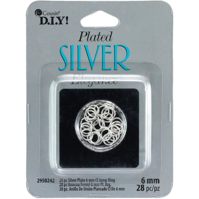 CousinDIY Plated Silver Elegance Metal Findings Closed Jump Rings 6mm 28/Pkg