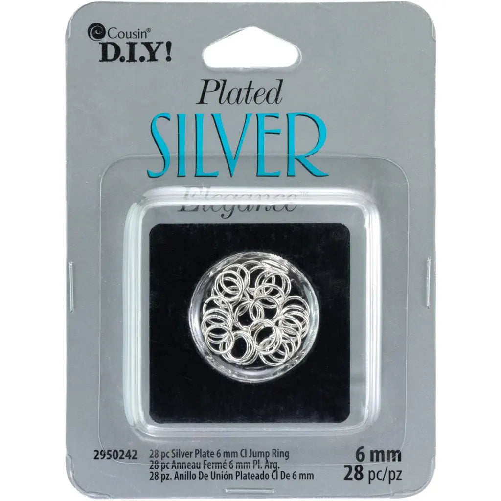 CousinDIY Plated Silver Elegance Metal Findings Closed Jump Rings 6mm 28/Pkg