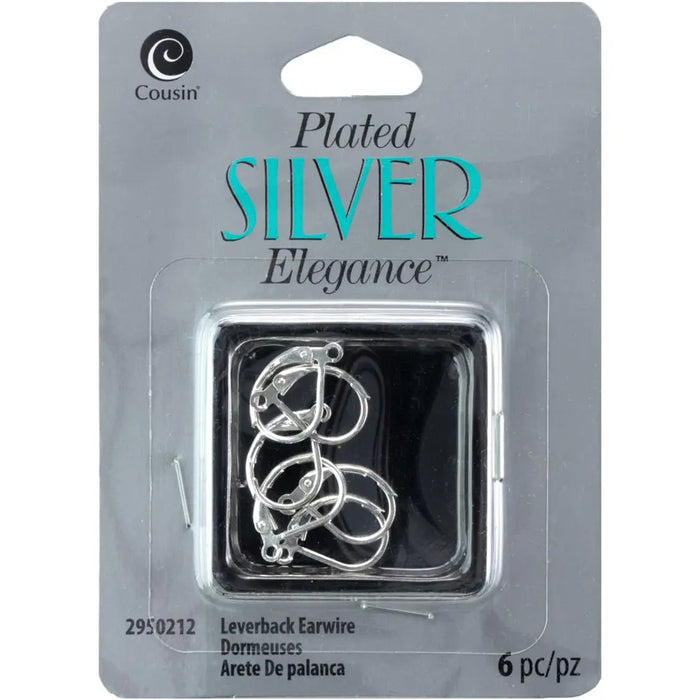 CousinDIY Plated Silver Elegance Metal Findings Lever Earrings 6/Pkg