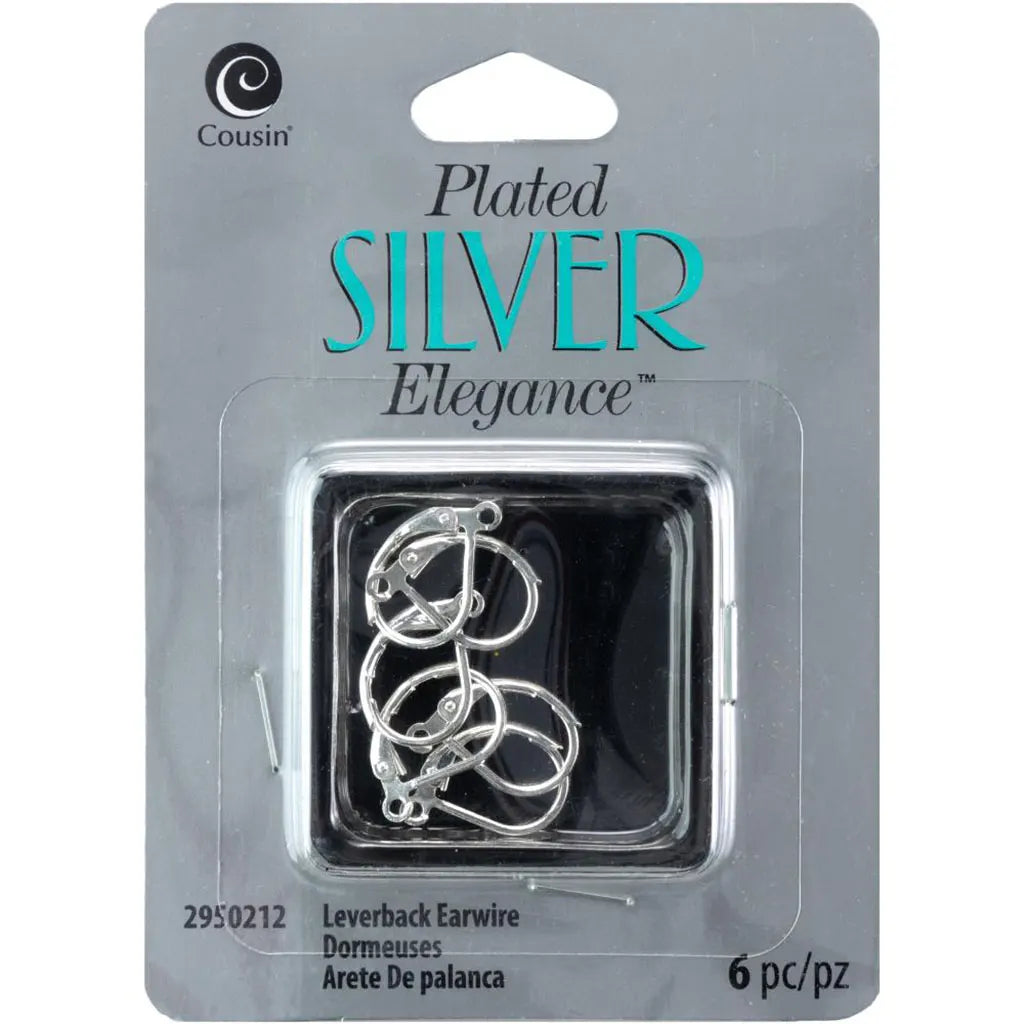 CousinDIY Plated Silver Elegance Metal Findings Lever Earrings 6/Pkg