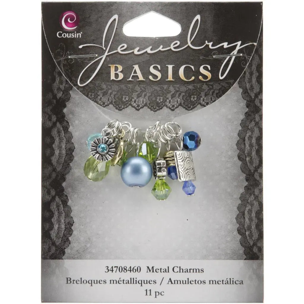 CousinDIY Jewelry Basics Metal Charms Aqua Glass &amp; Metal Bead Cluster 11/Pkg