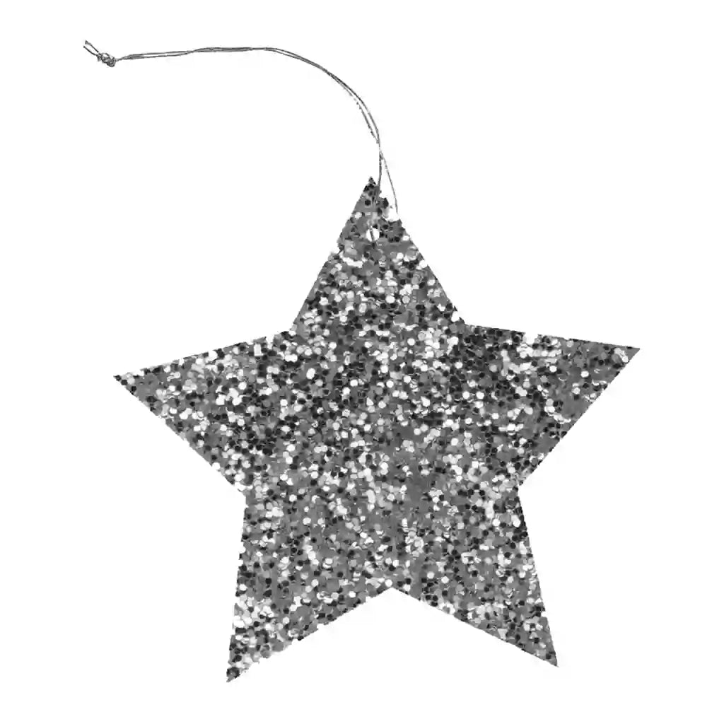 Silver Glitter Star Tags