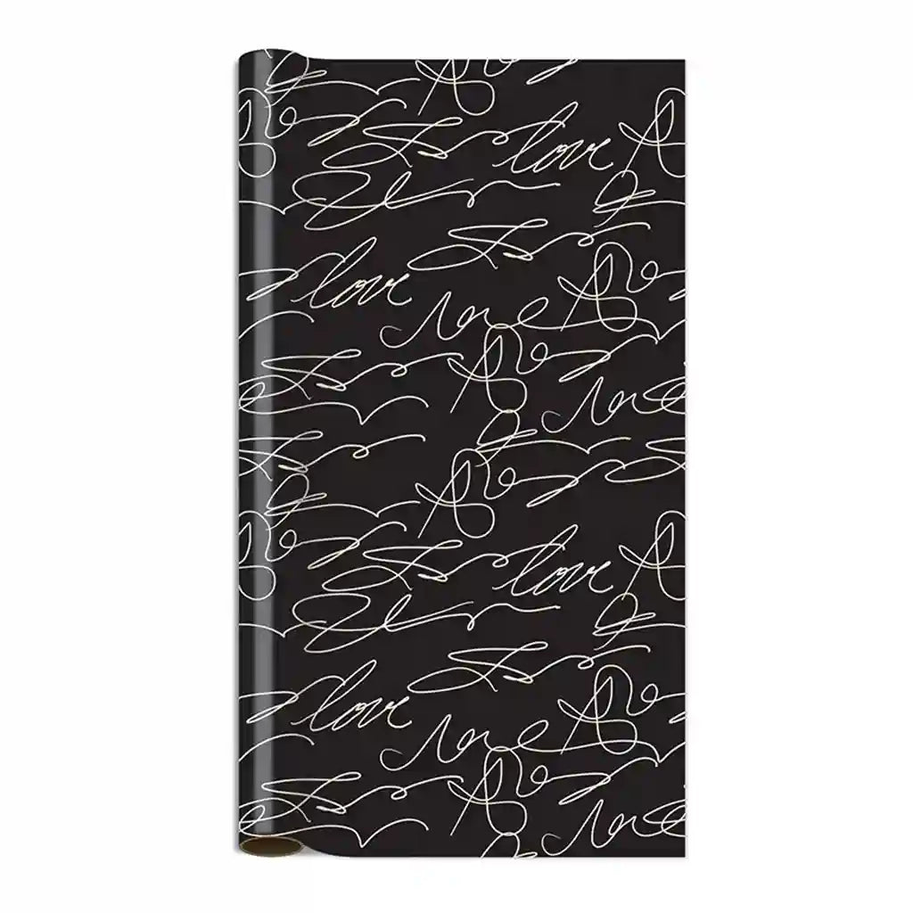 Black Creme Script Roll Wrap, 5ft