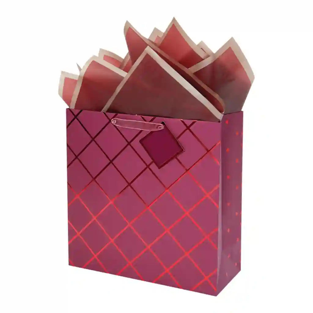 Ruby Radiance Large Square Bag with Tissue