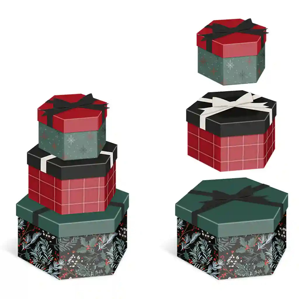 Botanical Nested Hexagon Boxes, 3ct