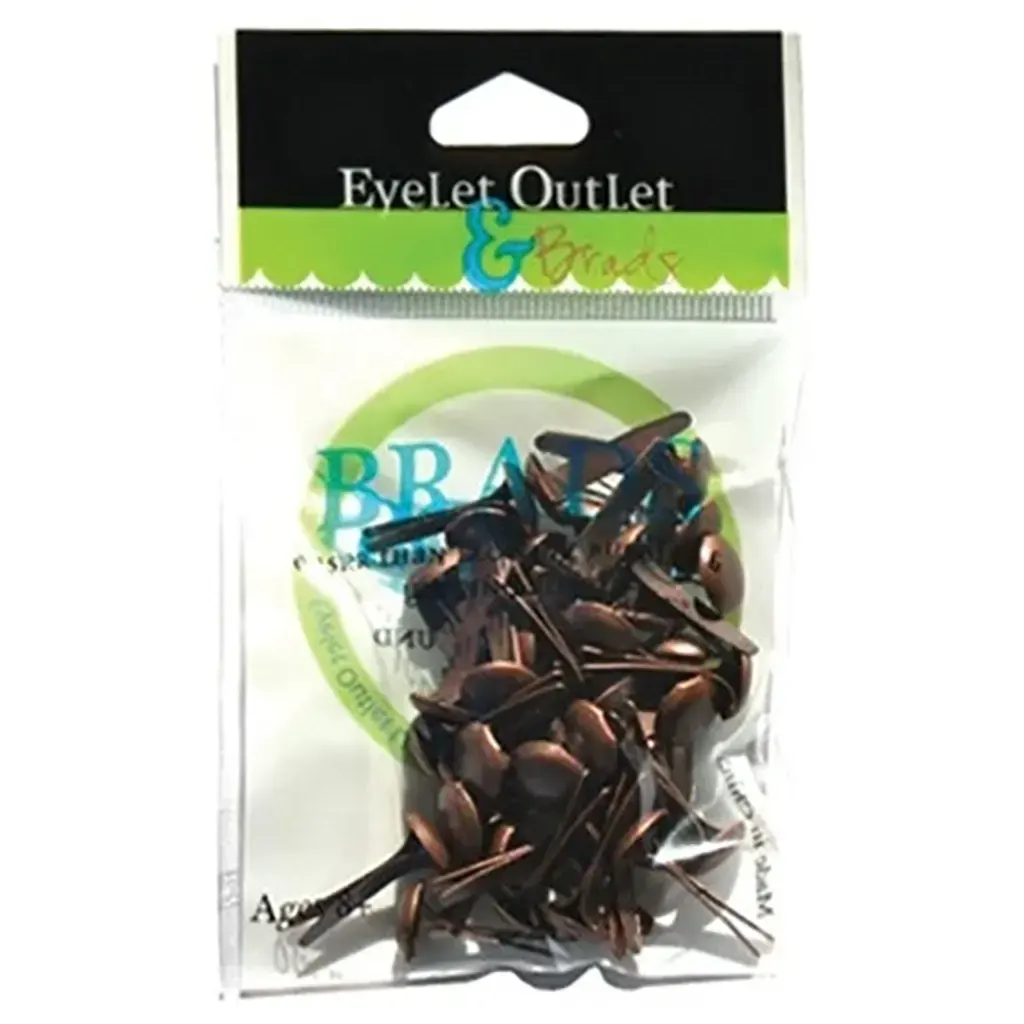Eyelet Outlet Round Brads 8mm 40/Pkg-Brushed Copper