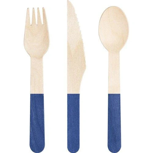 Wooden Cutlery Assorted 24ct, Cobalt