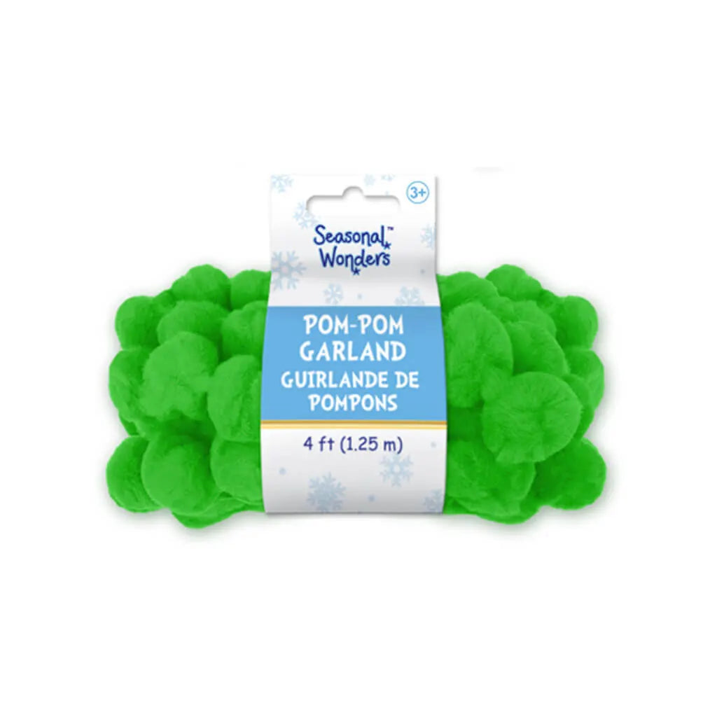 Seasonal Wonders: 2.5cmx1.25m Pom-Pom Garland  Acrylic White