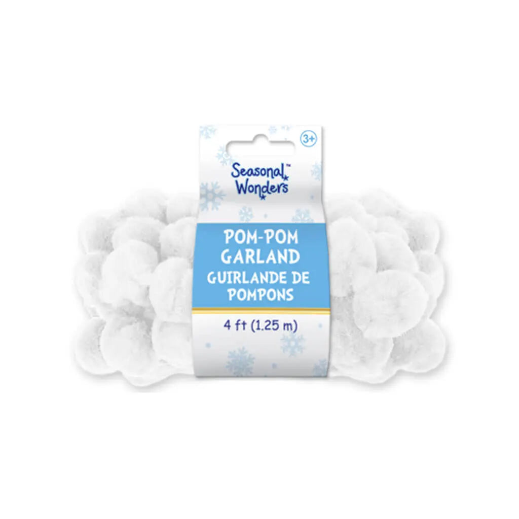 Seasonal Wonders: 2.5cmx1.25m Pom-Pom Garland  Acrylic White