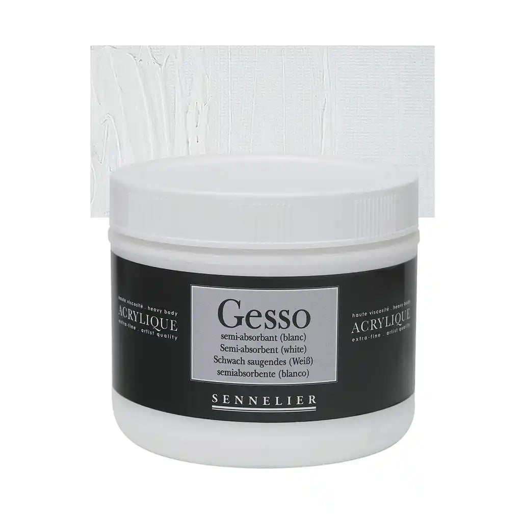 Sennelier Semi-Absorbent Gesso Jar White 500ml