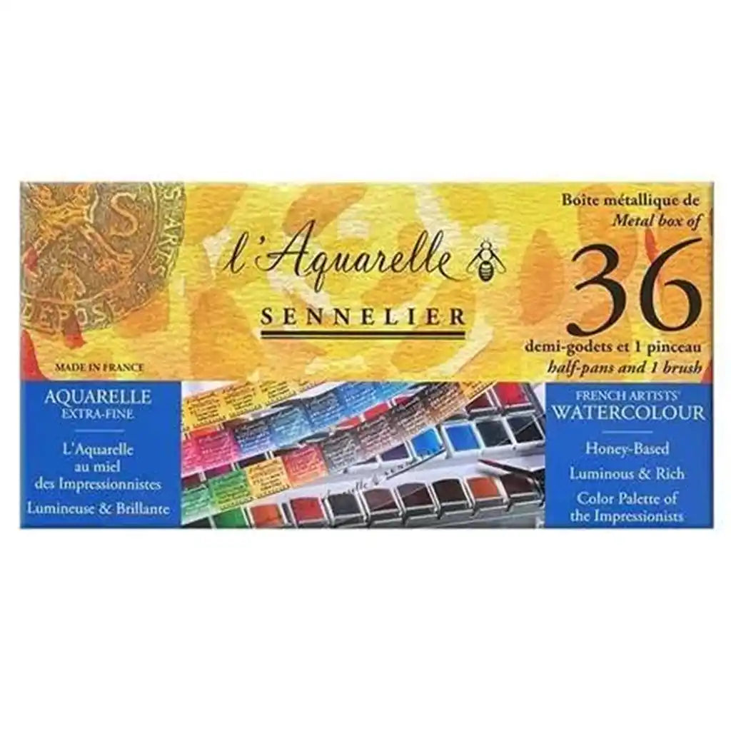 Sennelier Classic Watercolour 36 Half Pans Metal Box