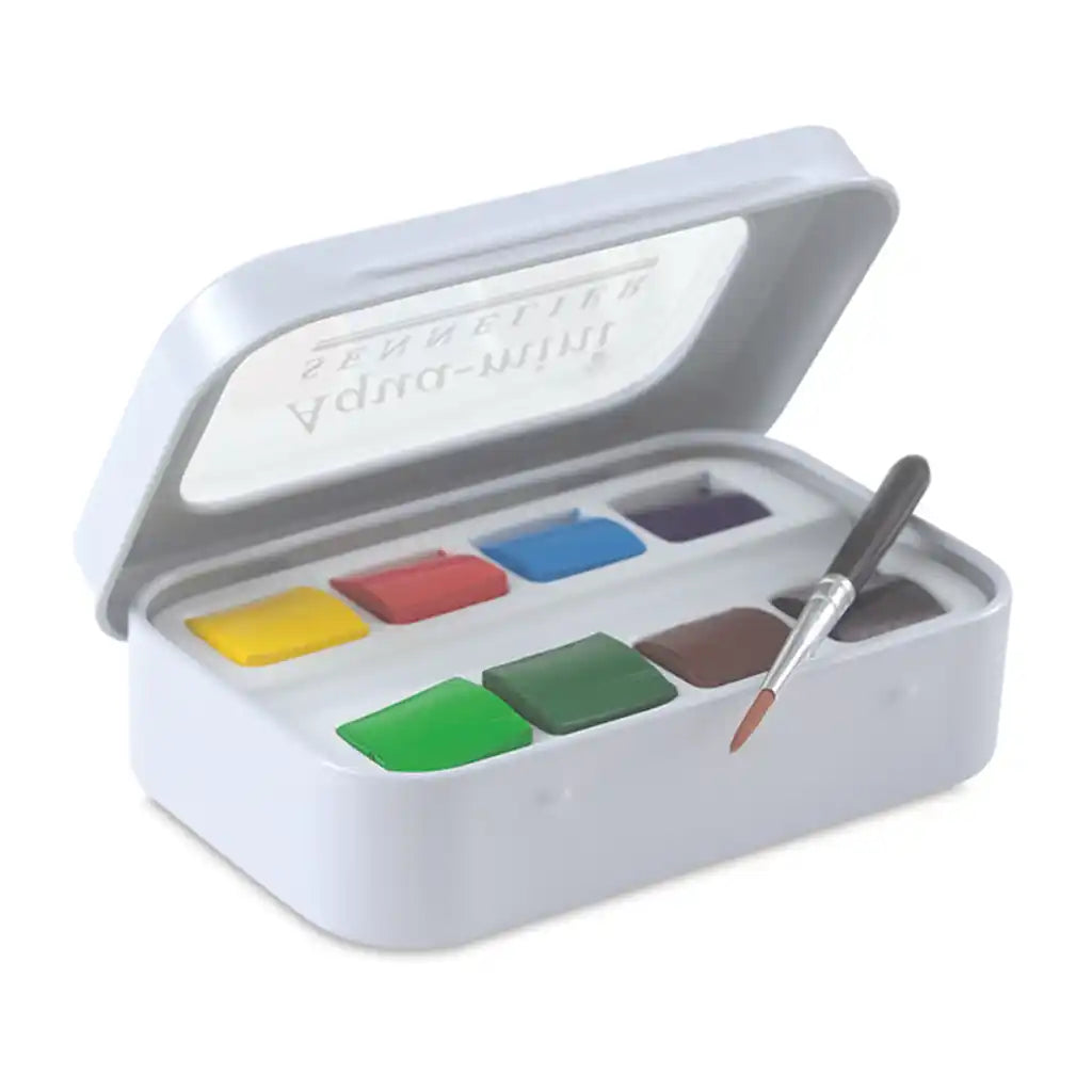 Sennelier Artist Watercolour Aqua-Mini 8 Half Pans + 1 Synthetic Brush