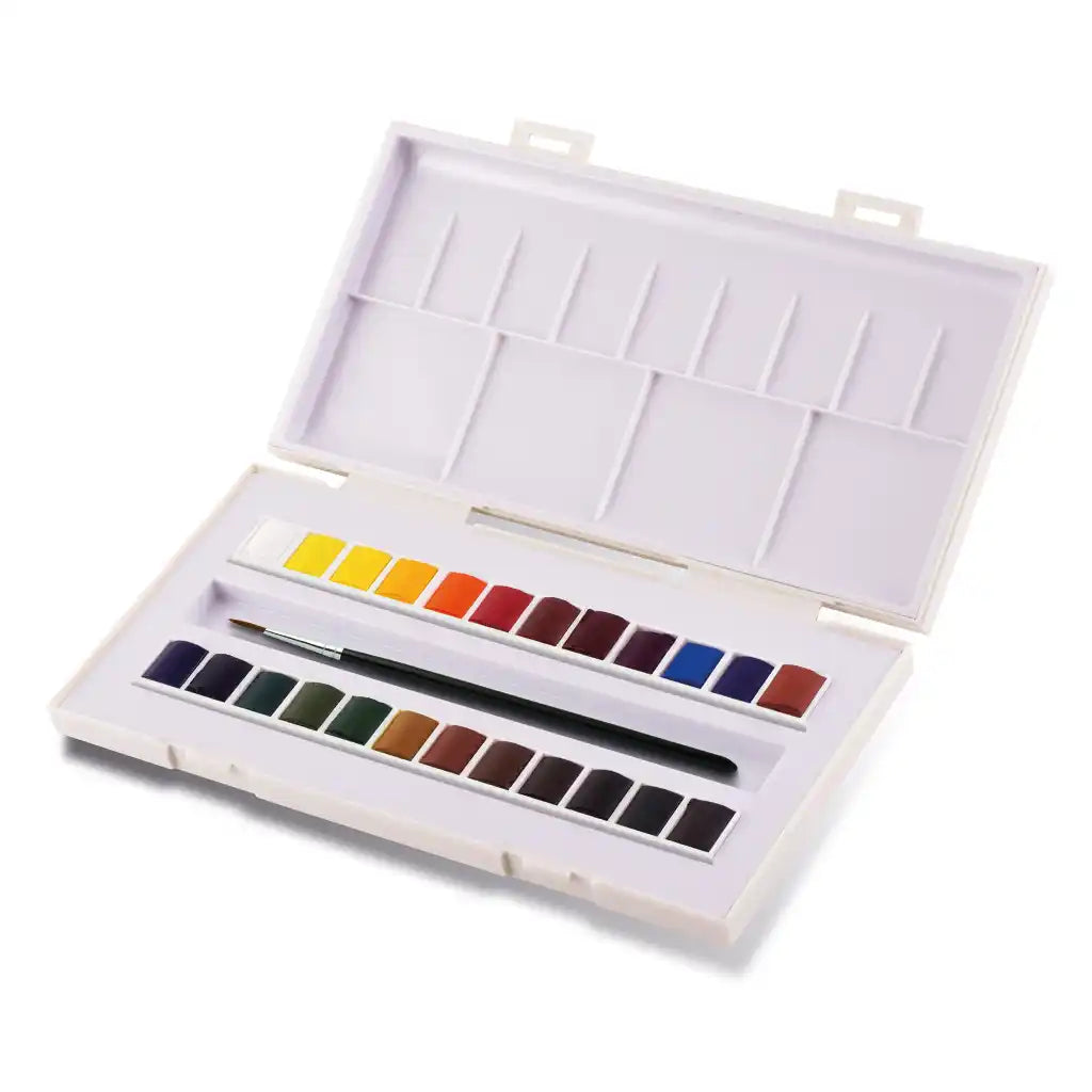 Sennelier Travel BoxLa Petite Aquarelle Containing 24 Half Pans + 1 Synthetic Brush
