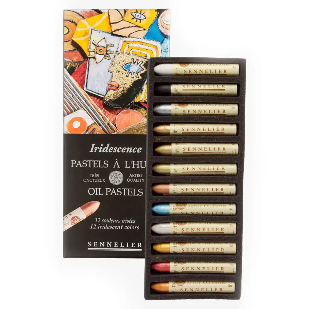 Oil Pastels Cardboard Set 12 Oil Pastels- Iridescent