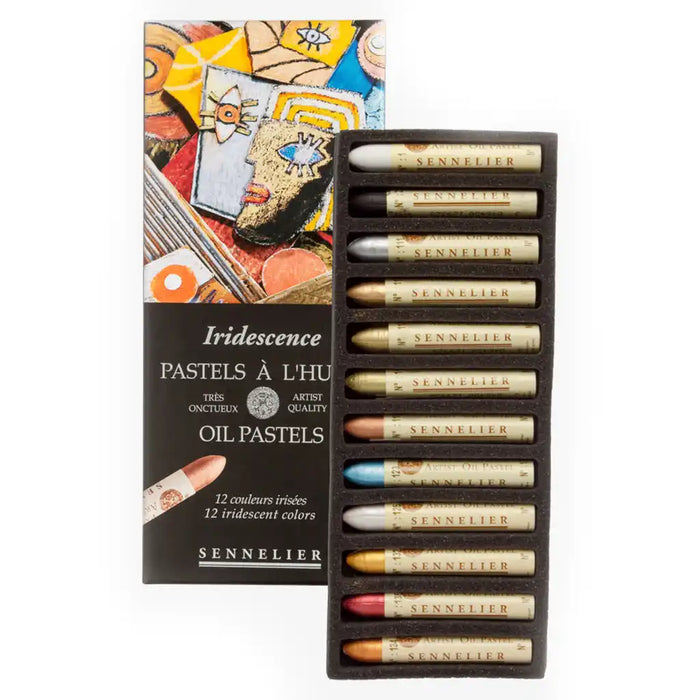 Oil Pastels Cardboard Set 12 Oil Pastels- Iridescent