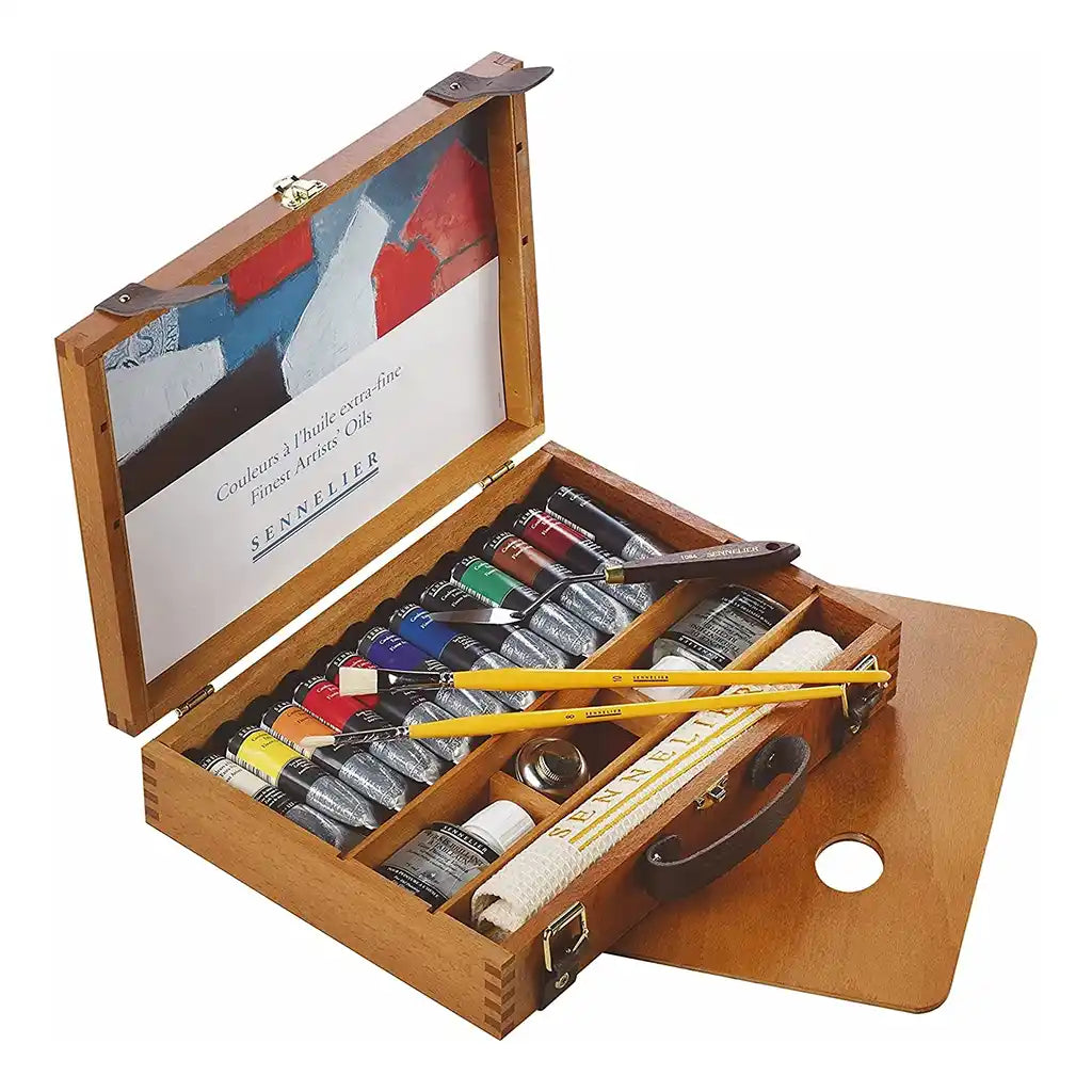 Sennelier Extra-Fine Oil Colour Wooden Box Set – 12 Tubes (40ml)