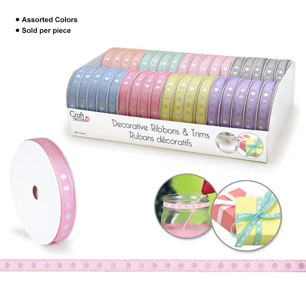 Craft Decor Ribbons &amp; Trims: 3/8in  x  4yd Rolls