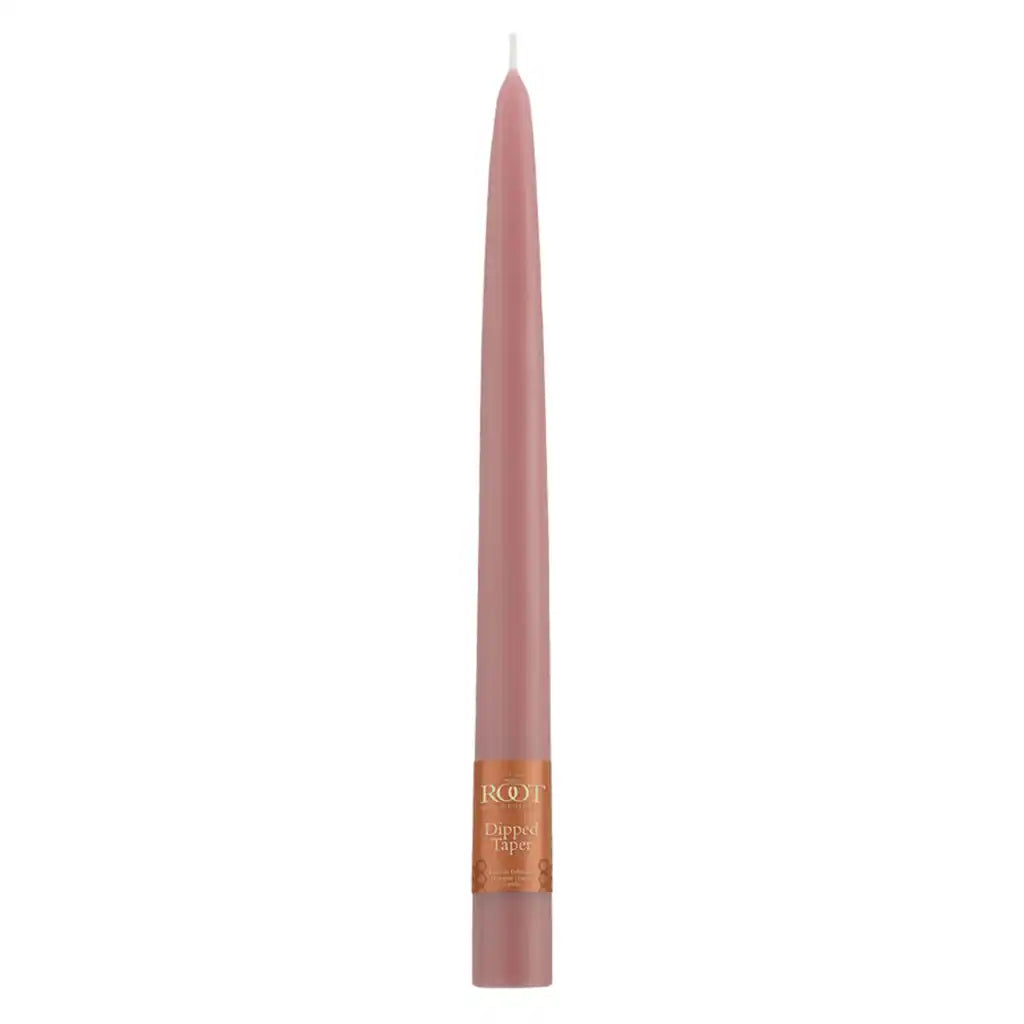 Dipped Taper Candle 9in, Dusty Rose