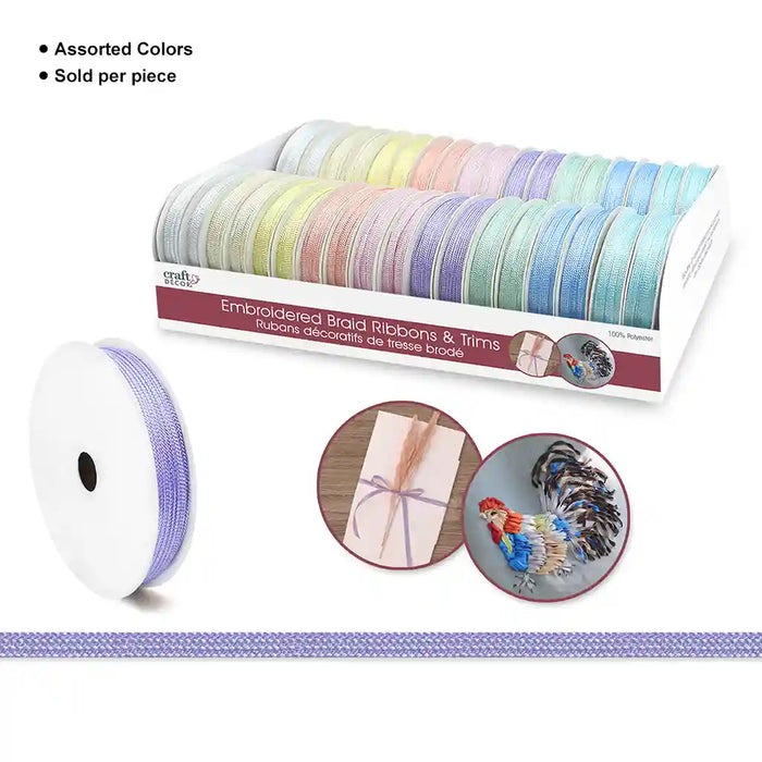 Craft Decor Ribbons/Trims: Embroidered Braid x 3yd Rolls
