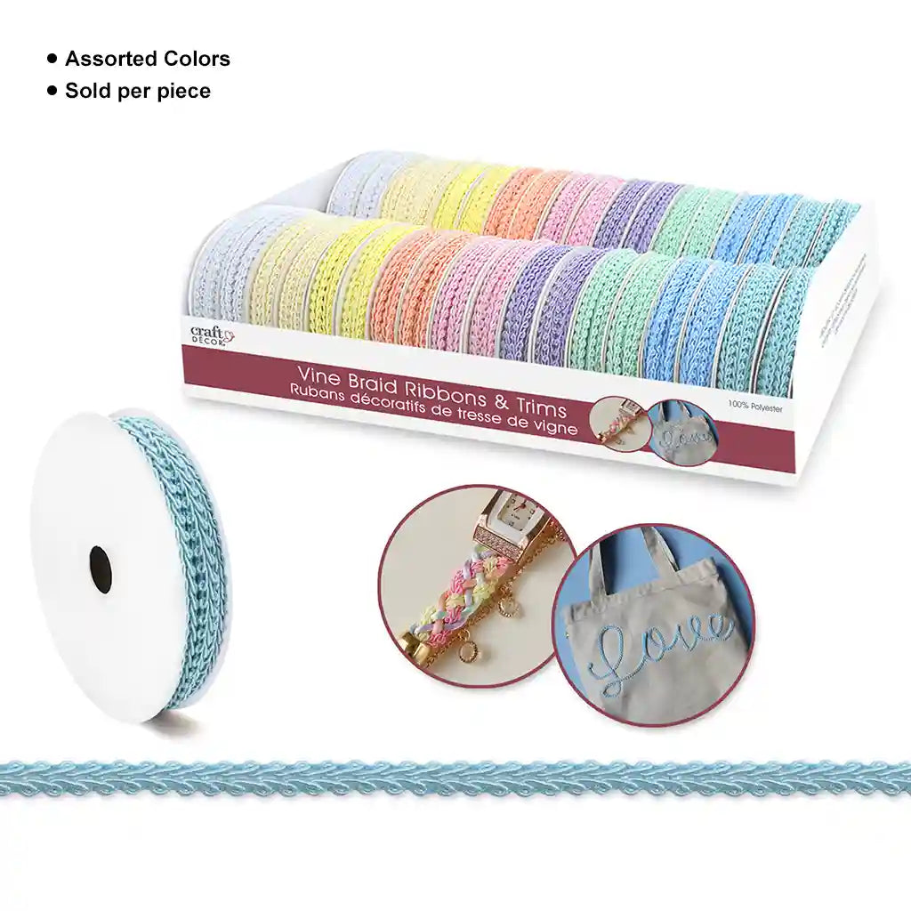 Craft Decor Ribbons/Trims: Vine Braid x 2yd Rolls