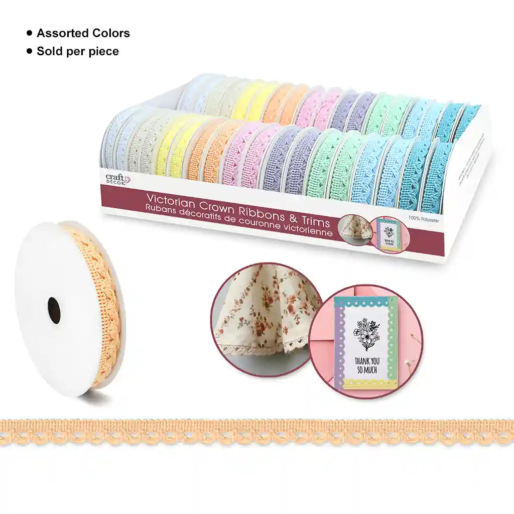 Craft Decor Ribbons/Trims: Victorian Crown 0.4in  x 2yd Rolls