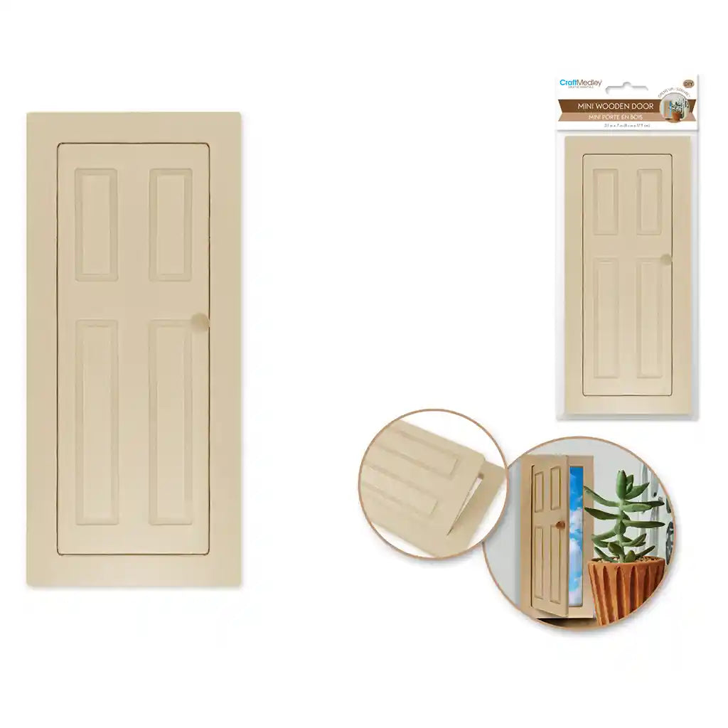 Wood Craft: 3.2in X 7in Mini Opening House Door W/Handle+Hinge Diy