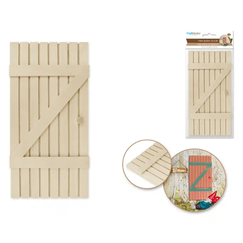 Wood Craft: 3.5in X 7.1in Mini Barn/Stable Door W/Handle Diy