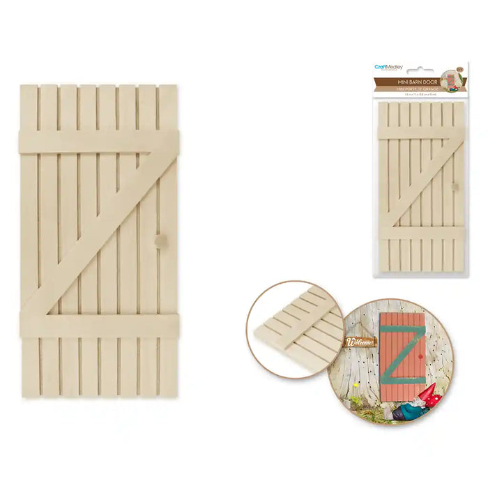 Wood Craft: 3.5in X 7.1in Mini Barn/Stable Door W/Handle Diy