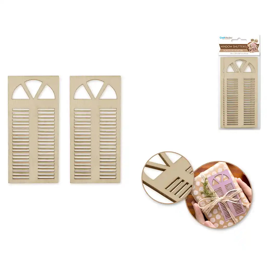 Wood Craft: 1.8in X 3.9in Diy Mini Window Shutters 2pc