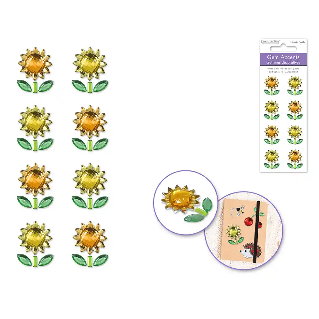 Paper Craft Sticker: 3D Themed Gembellishments Sunflower