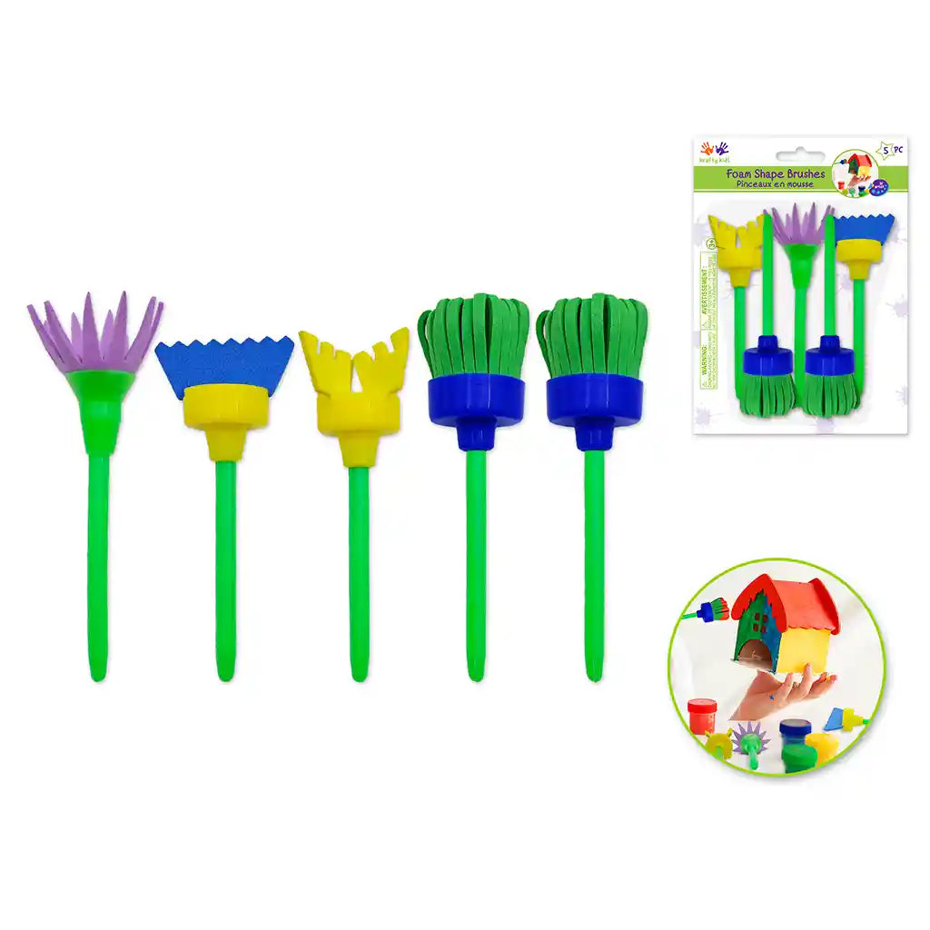 Krafty Kids: Lil' Artist Foam Brushes 'Dimensions' 5/Pk