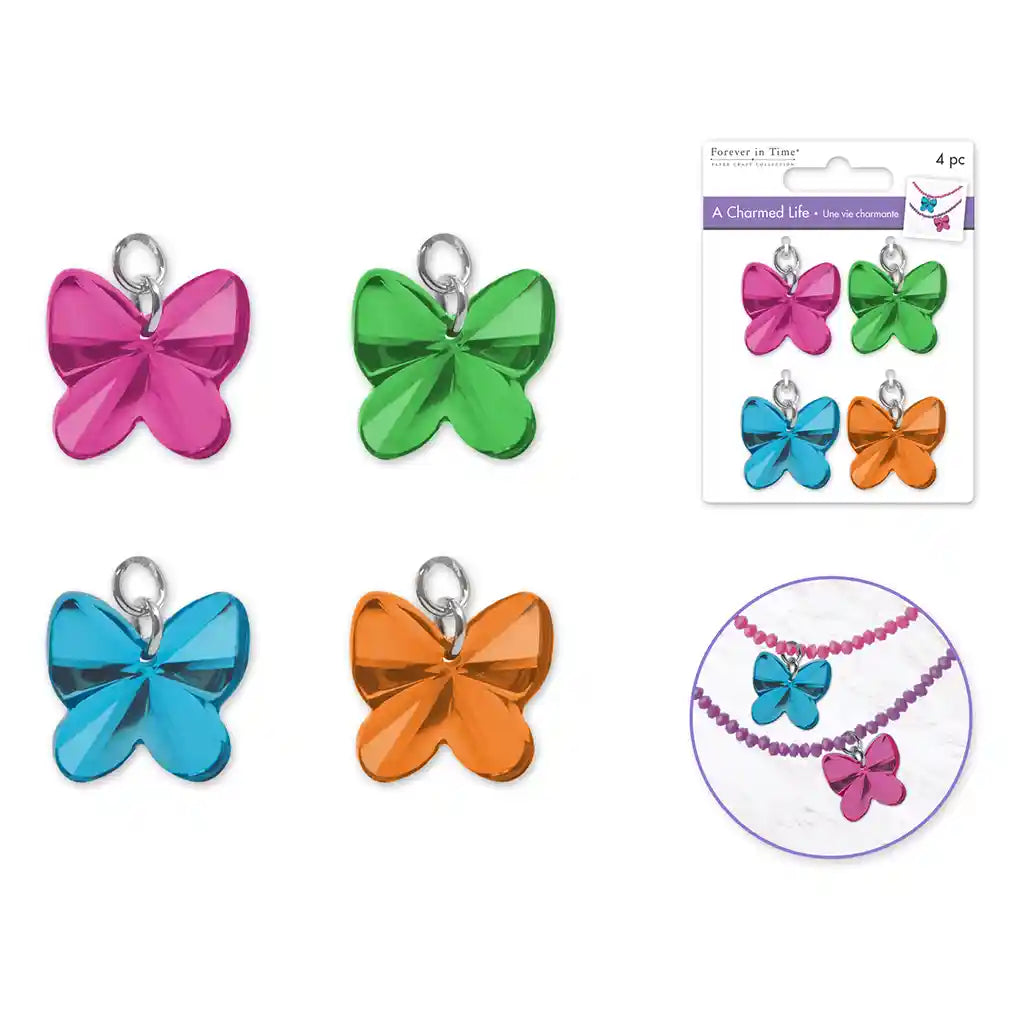 Paper Craft Emb: Charmed Life Asst Charms W/Hoop Finding Butterfly Reflections