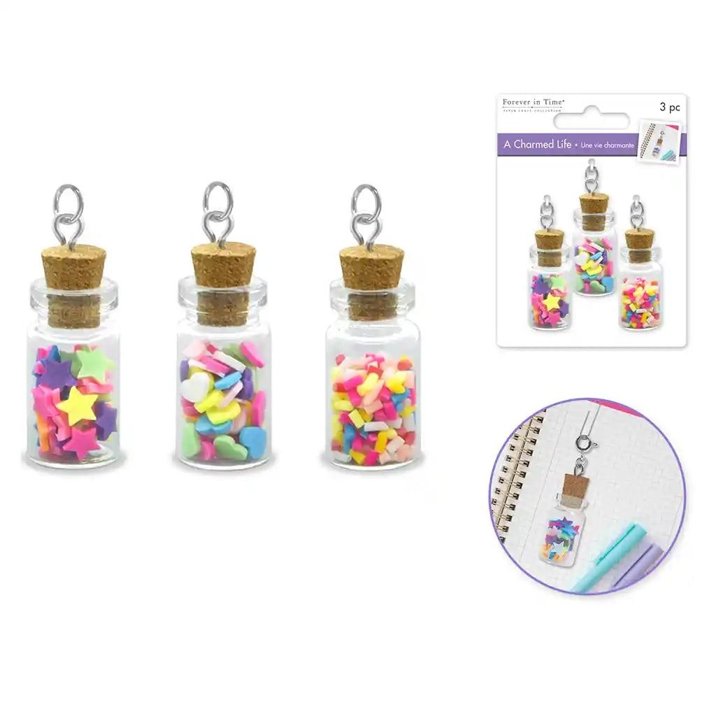 Paper Craft Emb: Charmed Life Asst Charms W/Hoop Finding Mini Sprinkle Vials