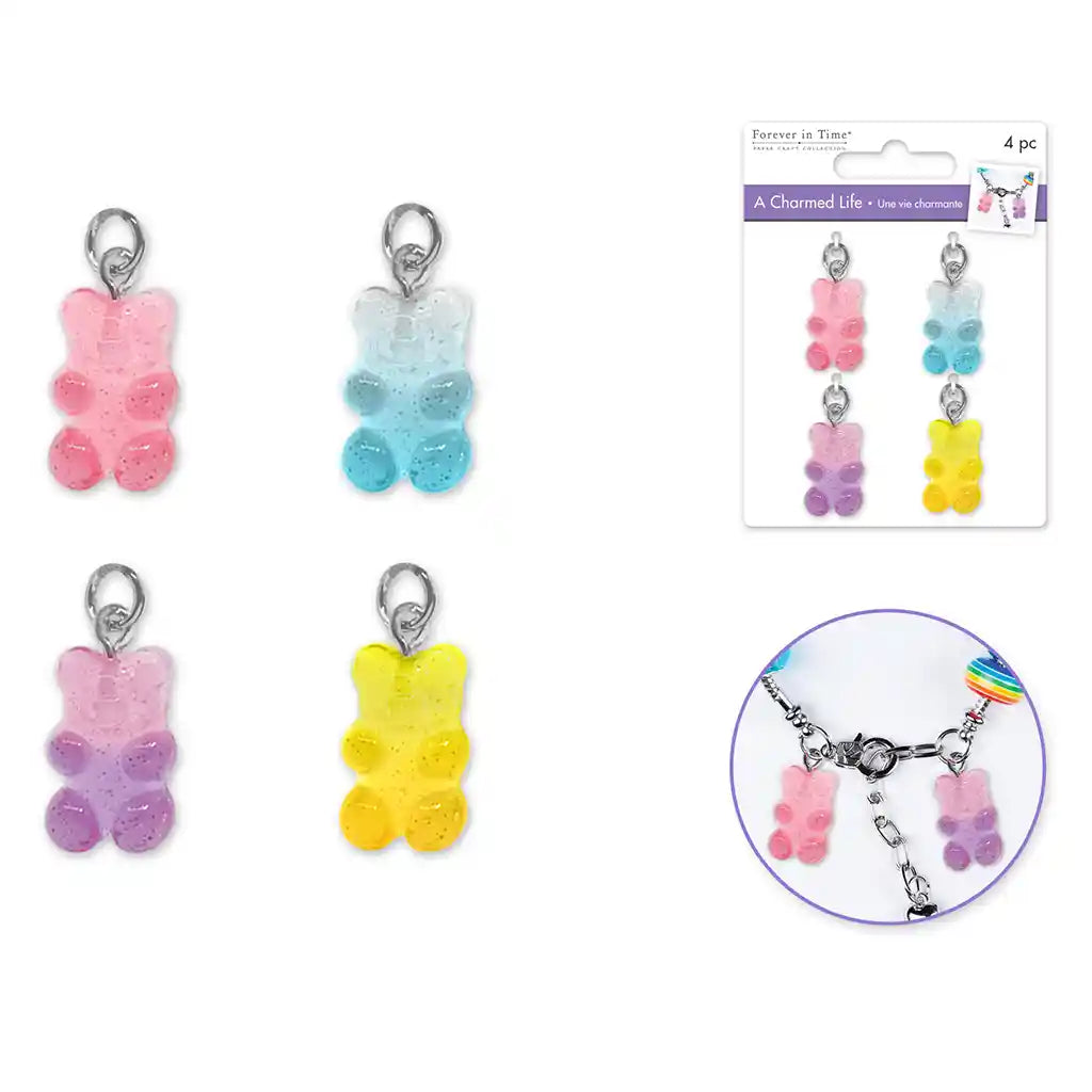 Paper Craft Emb: Charmed Life Asst Charms W/Hoop Finding Gummy Bear
