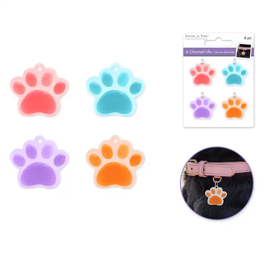 Paper Craft Emb: Charmed Life Asst Charms W/Hoop Finding Puffy Paws