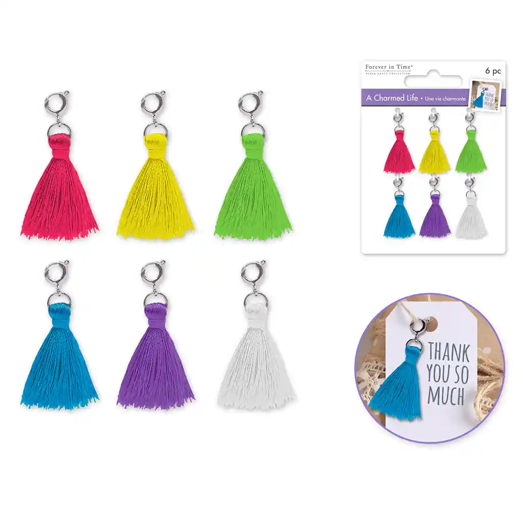 Paper Craft Emb: Charmed Life Asst Charms W/Hoop Finding Mini Tassels