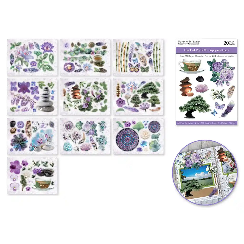 Paper Pads: 4.1in X 5.8in Die Cut Pad 20 Sheets (2Eax10Designs) Bamboo Garden