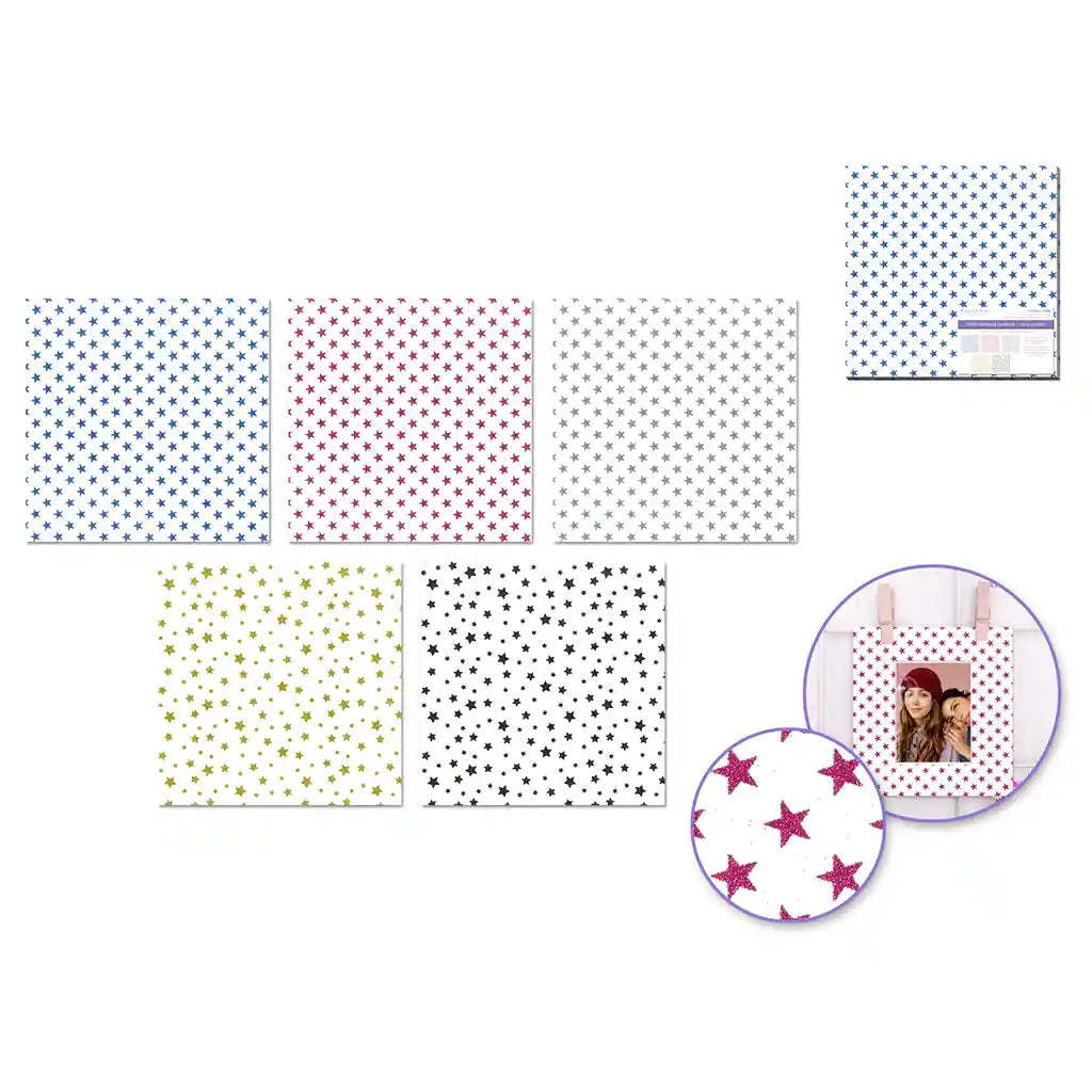 Scrapbook Paper: 12in X12in Glitter Cardstock 250Gsm Asst 5Col Starlight