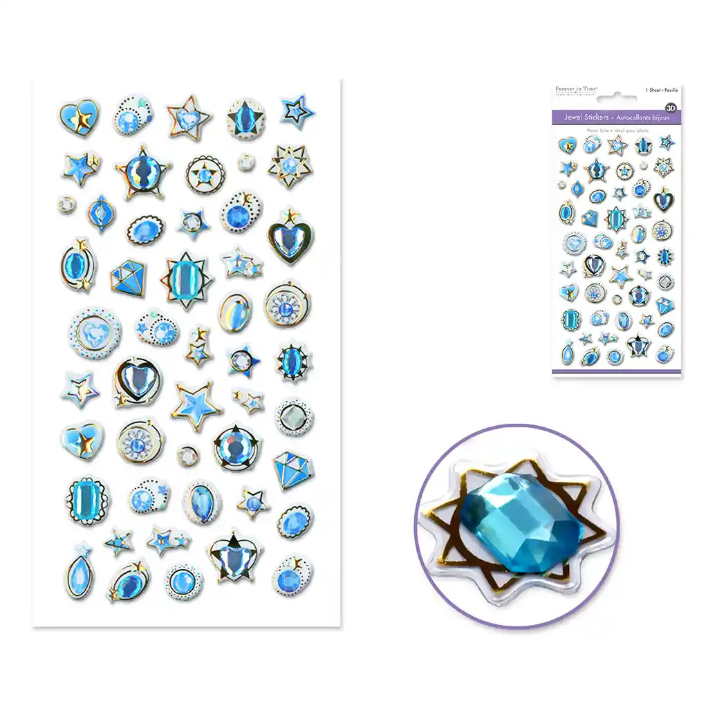 Paper Craft Sticker: 3.8in X 6.9in 3D Jewel Adornments Turquoise