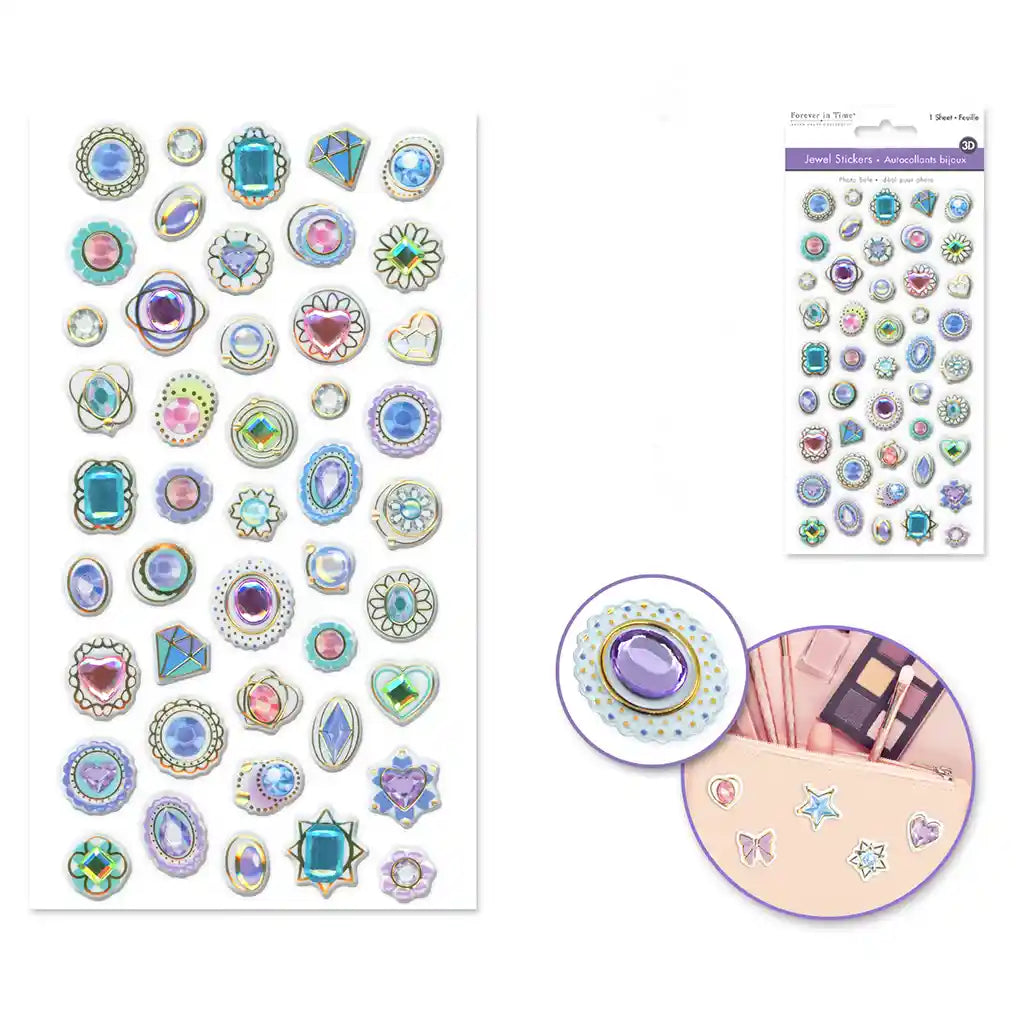 Paper Craft Sticker: 3.8in X 6.9in 3D Jewel Adornments Multi Faceted